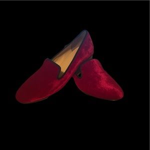 Cole Haan red velvet loafers, size 7.5, never worn but slight imperfections.